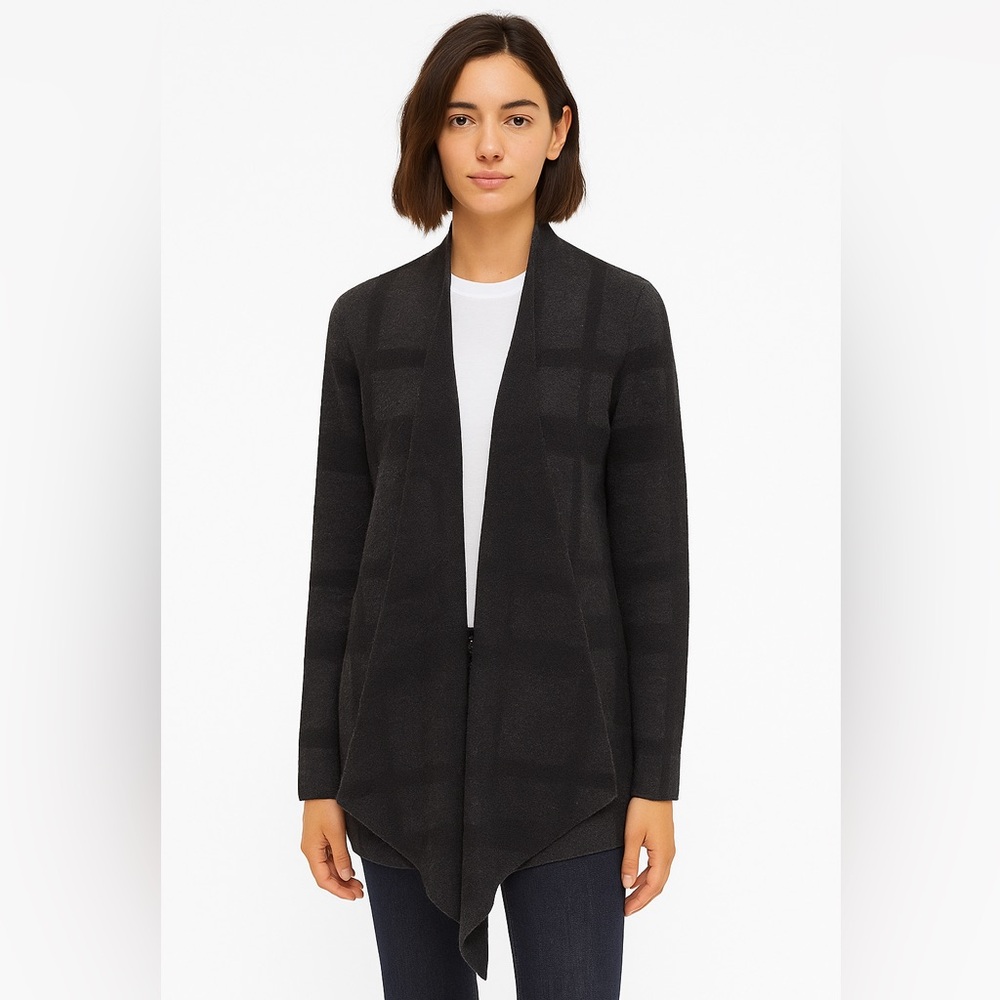 EILEEN FISHER Merino Wool Plaid Cardigan Size XS
